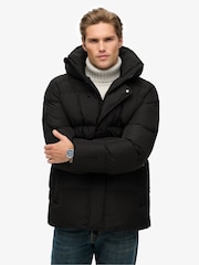 Superdry Black Hooded 5 Baffle Sports Puffer Coat - Image 4 of 6