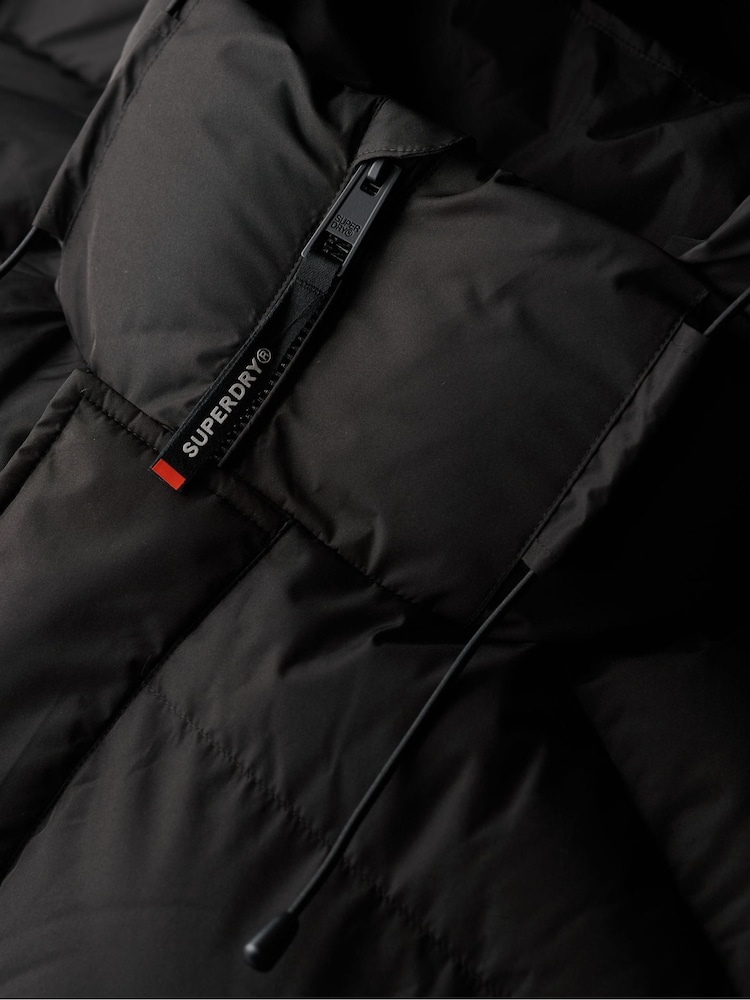 Superdry Black Hooded 5 Baffle Sports Puffer Coat - Image 6 of 6