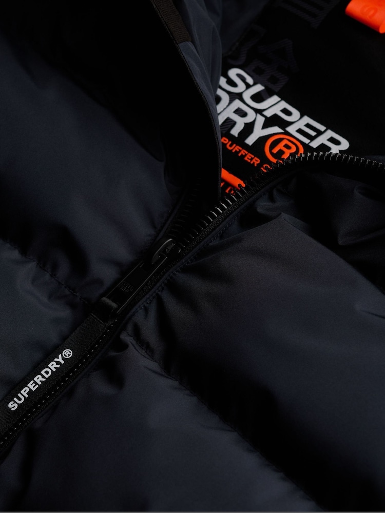 Superdry Blue Hooded Sports Puffer Jacket - Image 7 of 7