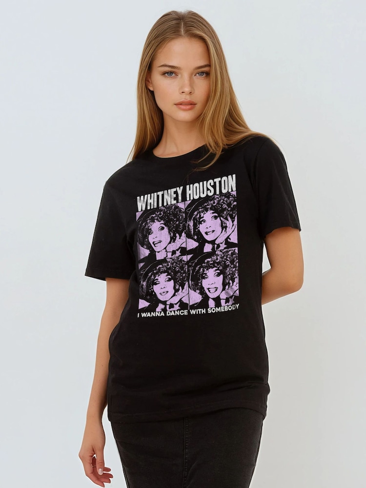 Brands In Black Whitney Houston Pop Art Music Boyfriend Fit T-Shirt - Image 1 of 4 Brands In Black Whitney Houston Pop Art Music Boyfriend Fit T-Shirt - Image 1 of 4