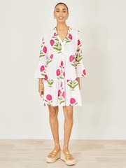 Yumi White Floral Cotton Tunic - Image 2 of 4