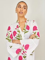 Yumi White Floral Cotton Tunic - Image 3 of 4