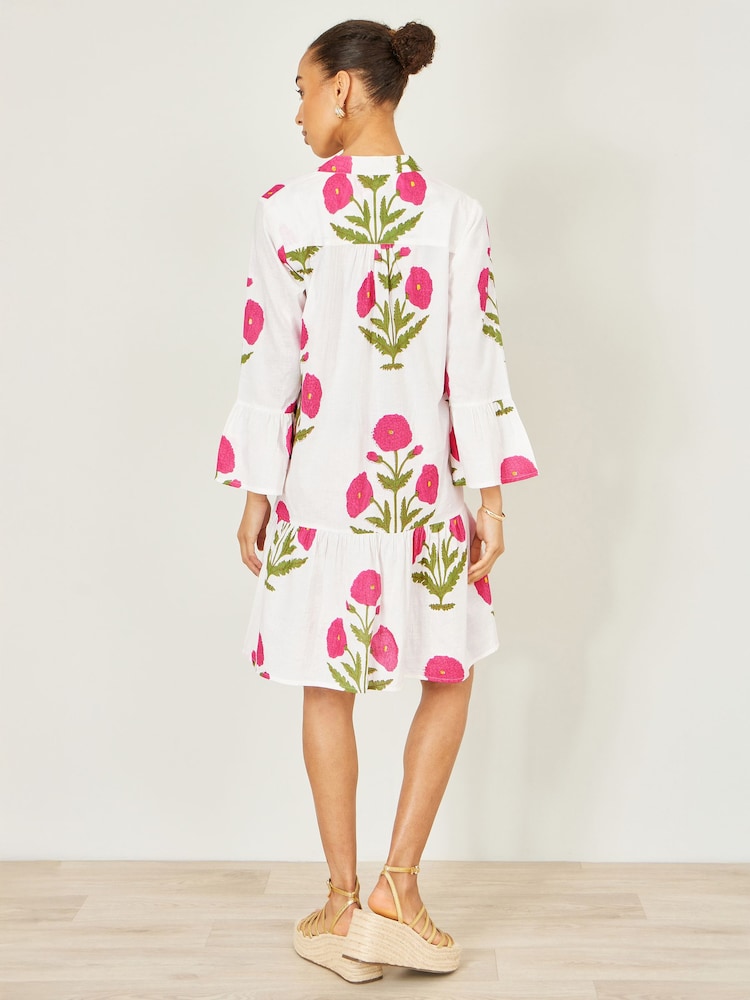 Yumi White Floral Cotton Tunic - Image 4 of 4 Yumi White Floral Cotton Tunic - Image 4 of 4