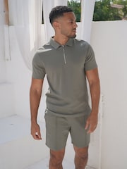 CAPO Black Jersey Slub Cuban Polo Shirt - Image 1 of 4