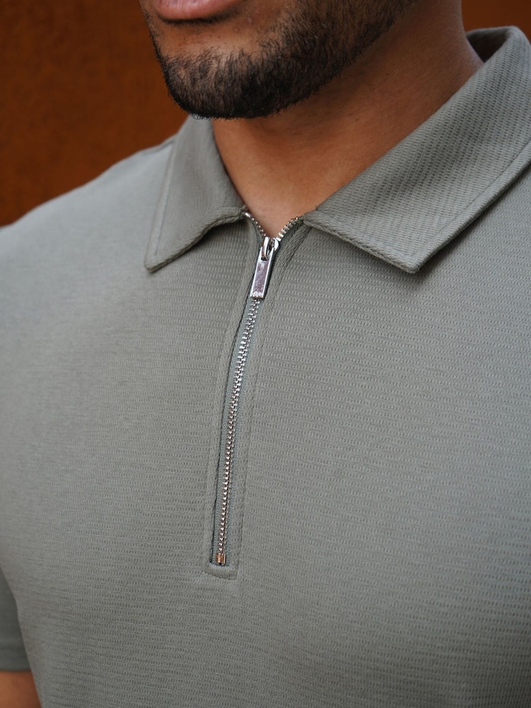 CAPO Black Jersey Slub Cuban Polo Shirt - Image 4 of 4 CAPO Black Jersey Slub Cuban Polo Shirt - Image 4 of 4