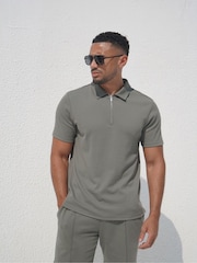 CAPO Textured Zip Up Polo Shirt - Larawan 1 ng 7