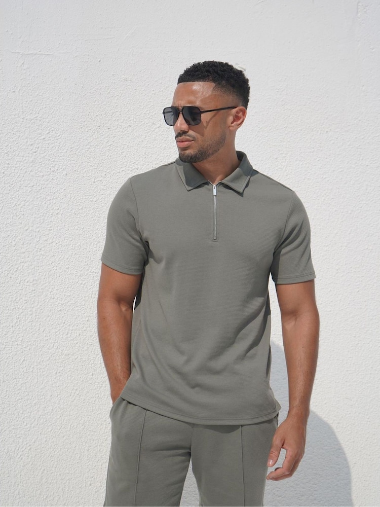 CAPO Textured Zip Up Polo Shirt - Larawan 1 ng 7