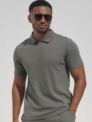 CAPO Textured Zip Up Polo Shirt - Larawan 2 ng 7