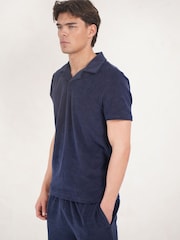 CAPO Blue Towelling Polo Shirt - Image 2 of 3
