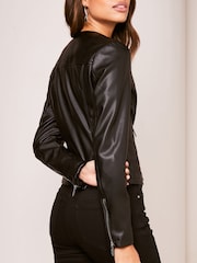 Lipsy Black Faux Leather Collarless Jacket - Image 3 of 4