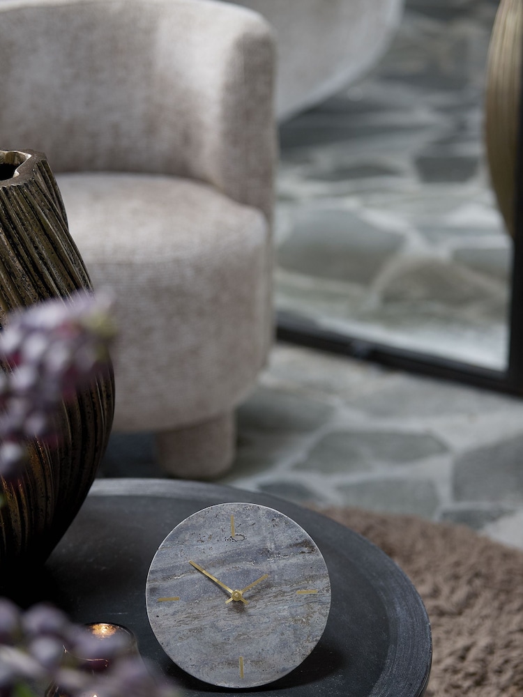 Light & Living Brown Ø20 cm Jenay Travertine Clock - Image 1 of 4