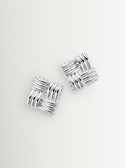 Daisy London Mini Lattice Stud 18ct Silver Earrings - Image 1 of 5