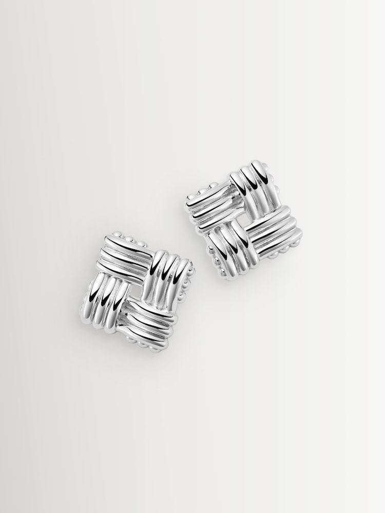 Daisy London Mini Lattice Stud 18ct Silver Earrings - Image 1 of 5 Daisy London Mini Lattice Stud 18ct Silver Earrings - Image 1 of 5