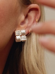 Daisy London Mini Lattice Stud 18ct Silver Earrings - Image 3 of 5