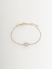 Daisy London Rose Quartz Gold Plated Healing Stone Bobble 18ct Bracelet - Image 1 of 4