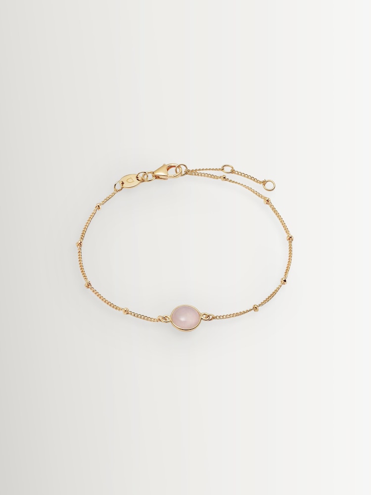 Daisy London Rose Quartz Gold Plated Healing Stone Bobble 18ct Bracelet - Image 1 of 4 Daisy London Rose Quartz Gold Plated Healing Stone Bobble 18ct Bracelet - Image 1 of 4