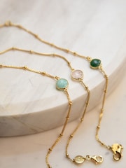 Daisy London Rose Quartz Gold Plated Healing Stone Bobble 18ct Bracelet - Image 2 of 4