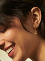 Daisy London Sunburst Shield Charm 18ct Gold Plate Earrings - Image 3 of 4