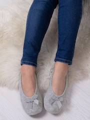 Totes Grey Isotoner Terry Ballet With Bow - Image 1 of 1