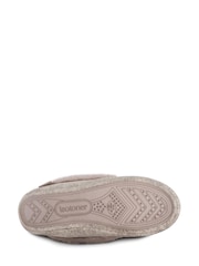 Totes Pink Ladies Herringbone Velour Moccasin With Faux Fur Cuff & Bow Detail - Image 5 of 5