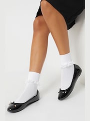 Lipsy Black Patent Metal Bow School Ballet Pump - Image 2 of 5