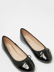 Lipsy Black Patent Metal Bow School Ballet Pump - Image 3 of 5