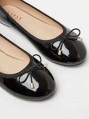 Lipsy Black Patent Metal Bow School Ballet Pump - Image 5 of 5