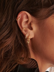 Daisy London Gold Plate Twisted Huggies Hoop 18ct Earrings - Image 2 of 4