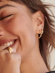Daisy London Gold Plate Twisted Huggies Hoop 18ct Earrings - Image 3 of 4