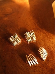 Daisy London Mini Lattice Stud 18ct Silver Earrings - Image 4 of 5