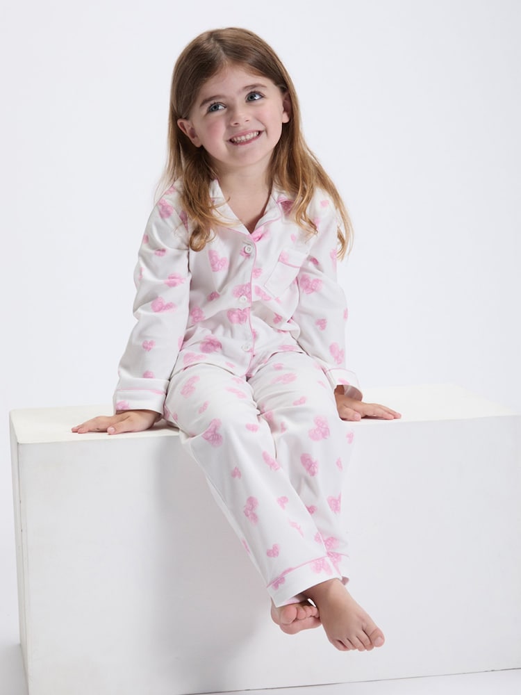 Boux Avenue White/Pink Heart Fleece Pyjamas In A Bag - Image 1 of 6 Boux Avenue White/Pink Heart Fleece Pyjamas In A Bag - Image 1 of 6