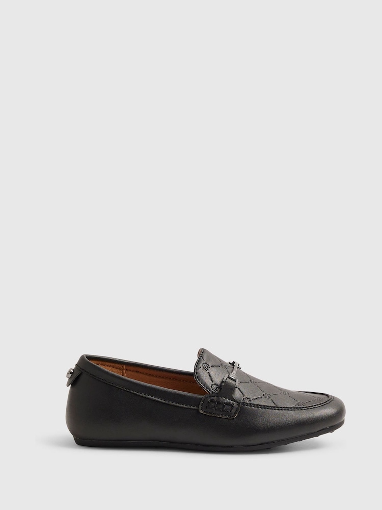 River Island Black Embossed Formal Shoes - Image 1 of 5