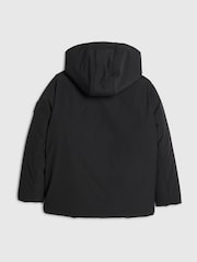 River Island Black Back To School River Branded Hooded Coat - Image 2 of 4