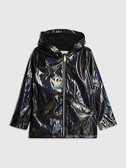 River Island Black Glitter Rain Trench Coat - Image 1 of 4