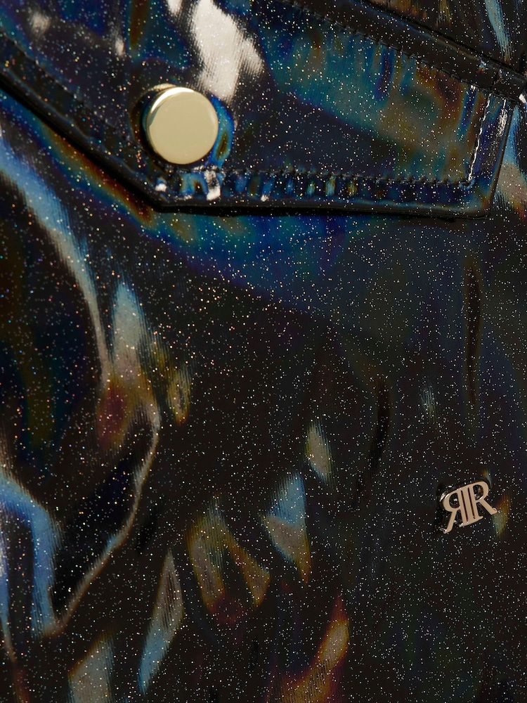 River Island Black Glitter Rain Trench Coat - Image 4 of 4