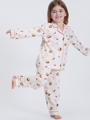 Boux Avenue White/Brown Fleece Pyjamas In A Bag - Image 3 of 6