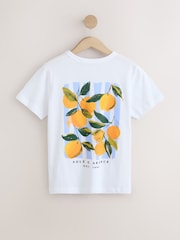 White Orange Graphic Short Sleeve T-Shirt - Image 6 of 8