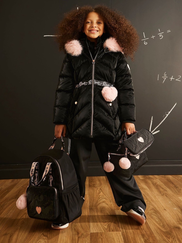River Island Black Back To School Backpack, Lunchbox & Pencil Case - Image 1 of 2