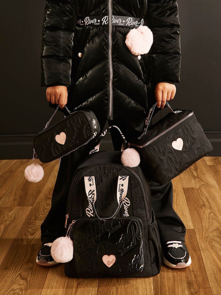 River Island Black Back To School Backpack, Lunchbox & Pencil Case - Image 2 of 2