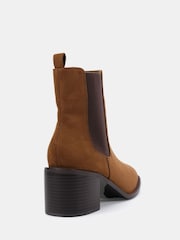 Novo Brown Wide Fit Jojo Block Heel Chelsea Ankle Boots - Image 4 of 6