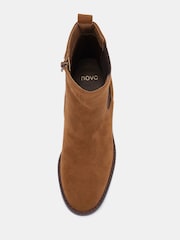 Novo Brown Wide Fit Jojo Block Heel Chelsea Ankle Boots - Image 6 of 6