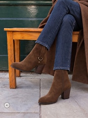 Novo Brown Julie Hardware Heeled Ankle Boots - Image 1 of 6