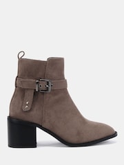Сірий - Novo Jazzy Round Toe Block Heel Buckle Detail Ankle Boots - Image 2 of 6