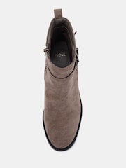 Сірий - Novo Jazzy Round Toe Block Heel Buckle Detail Ankle Boots - Image 6 of 6