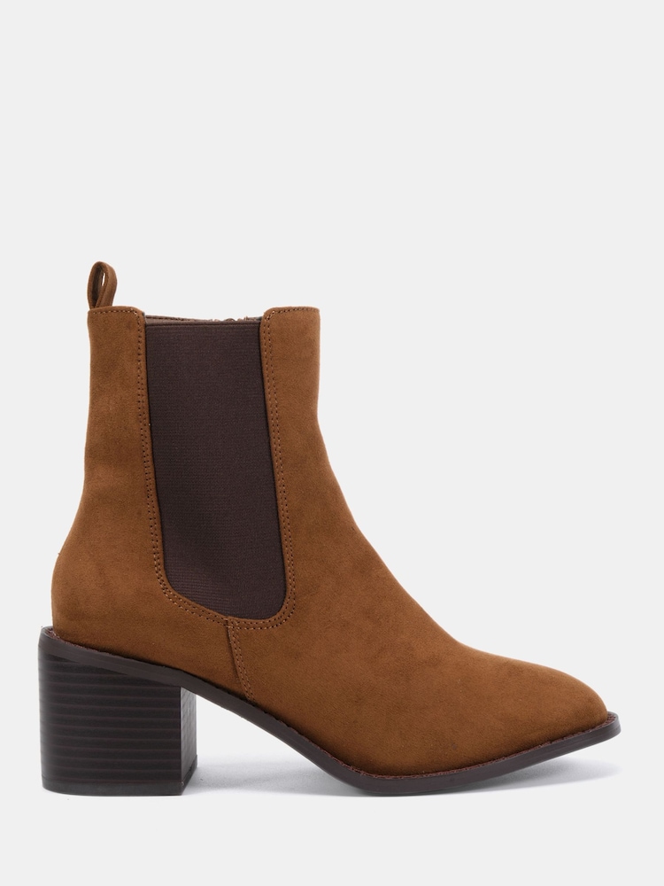 Novo Brown Standard Fit Jojo Block Heel Chelsea Ankle Boots - Image 2 of 6