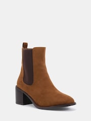 Novo Brown Standard Fit Jojo Block Heel Chelsea Ankle Boots - Image 3 of 6