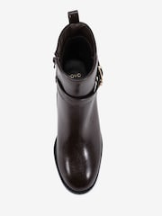Коричневий - Novo Jazzy Round Toe Block Heel Buckle Detail Ankle Boots - Image 5 of 6