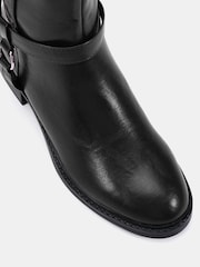 Novo Black Gerald Buckle Ring Detail Knee High Stretch Back Riding Boots - Image 5 of 6