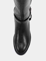 Novo Black Gerald Buckle Ring Detail Knee High Stretch Back Riding Boots - Image 6 of 6