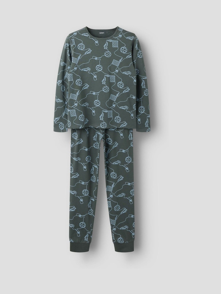 Name It Green Cotton Football Pyjamas - Image 1 of 3